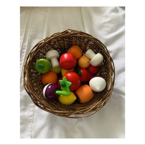 Basket of Wooden Fruits and Vegetables